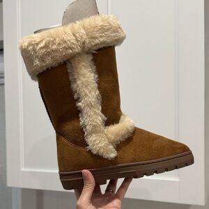 Brown Winter Boots with Faux Fur Trim size 7 Style & Co